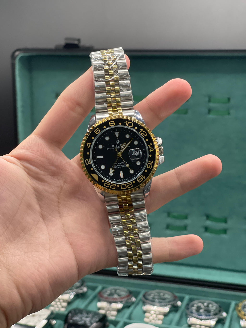 Two-Tone Semi Automatic GMT Watch - Exhibition Caseback