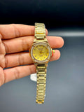 Gilded Radiance Women’s Watch – Full Gold Finish with Crystal-Encrusted Bezel - elapse