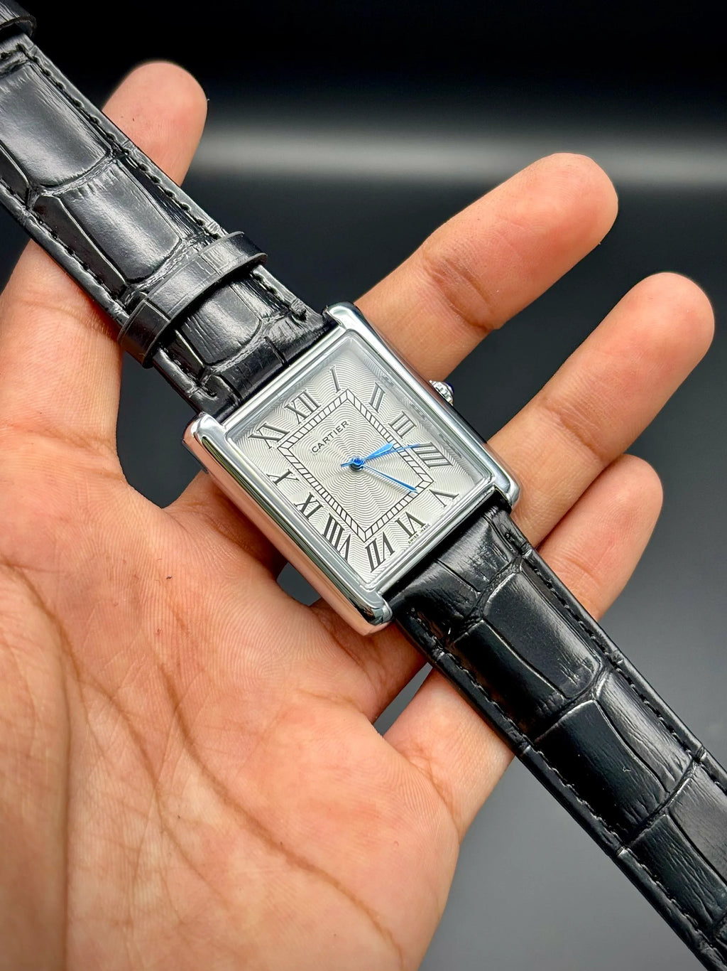 Cartier Tank – White Dial with Black Leather Strap - elapse