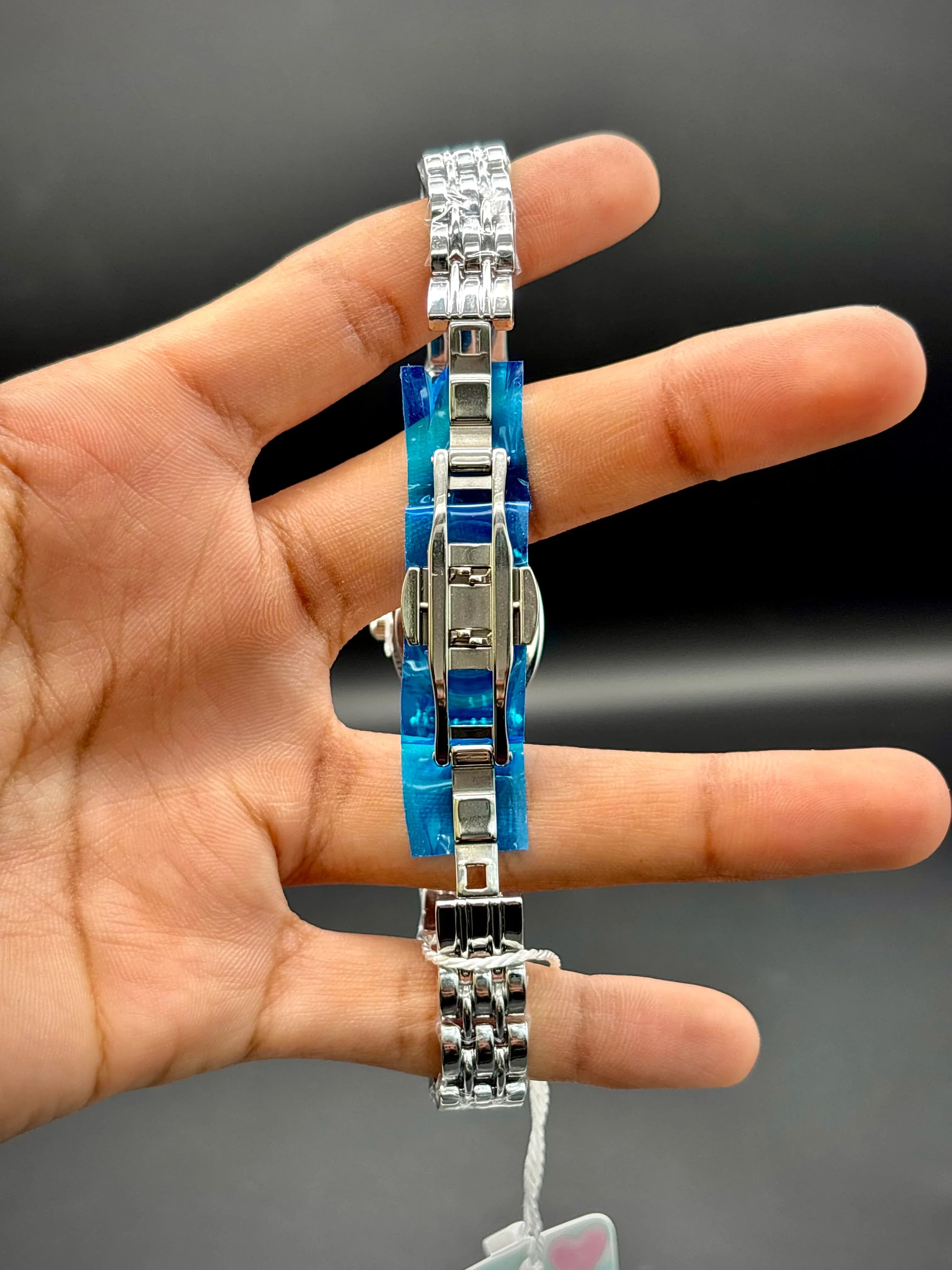 Bubble Time Luxe Silver Oval Watch – Mint Dial & Rhinestone Detail - elapse