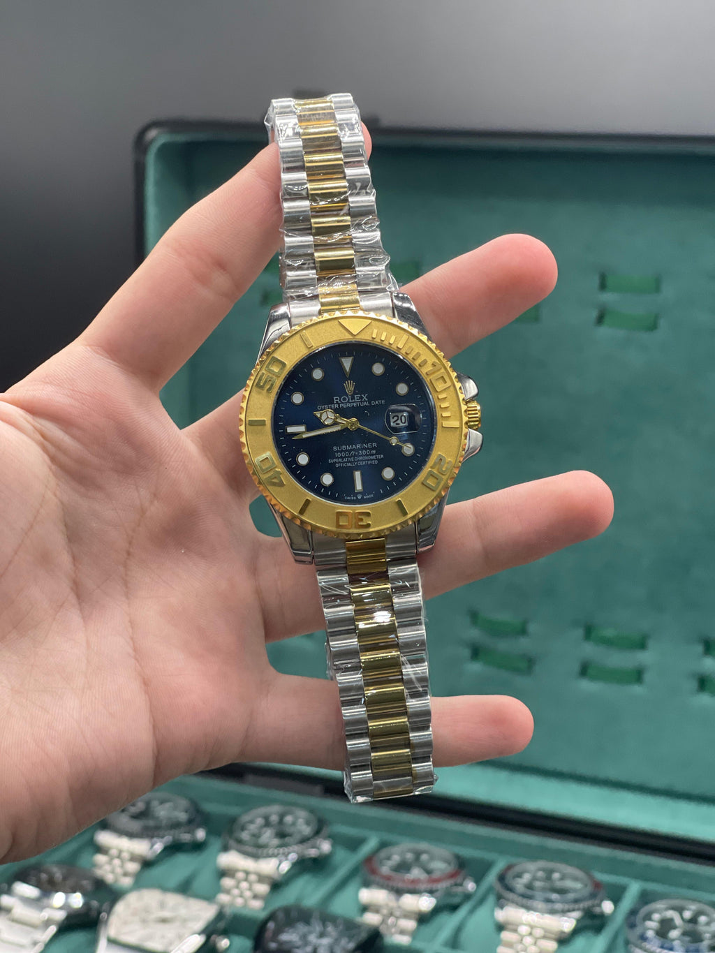 Submariner-Golden Bezel-Blue Dial-Two Tone Chain