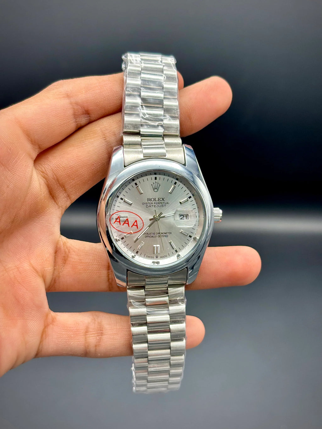 White Dial Datejust Style Watch – Polished Silver Bracelet (41 mm) - elapse