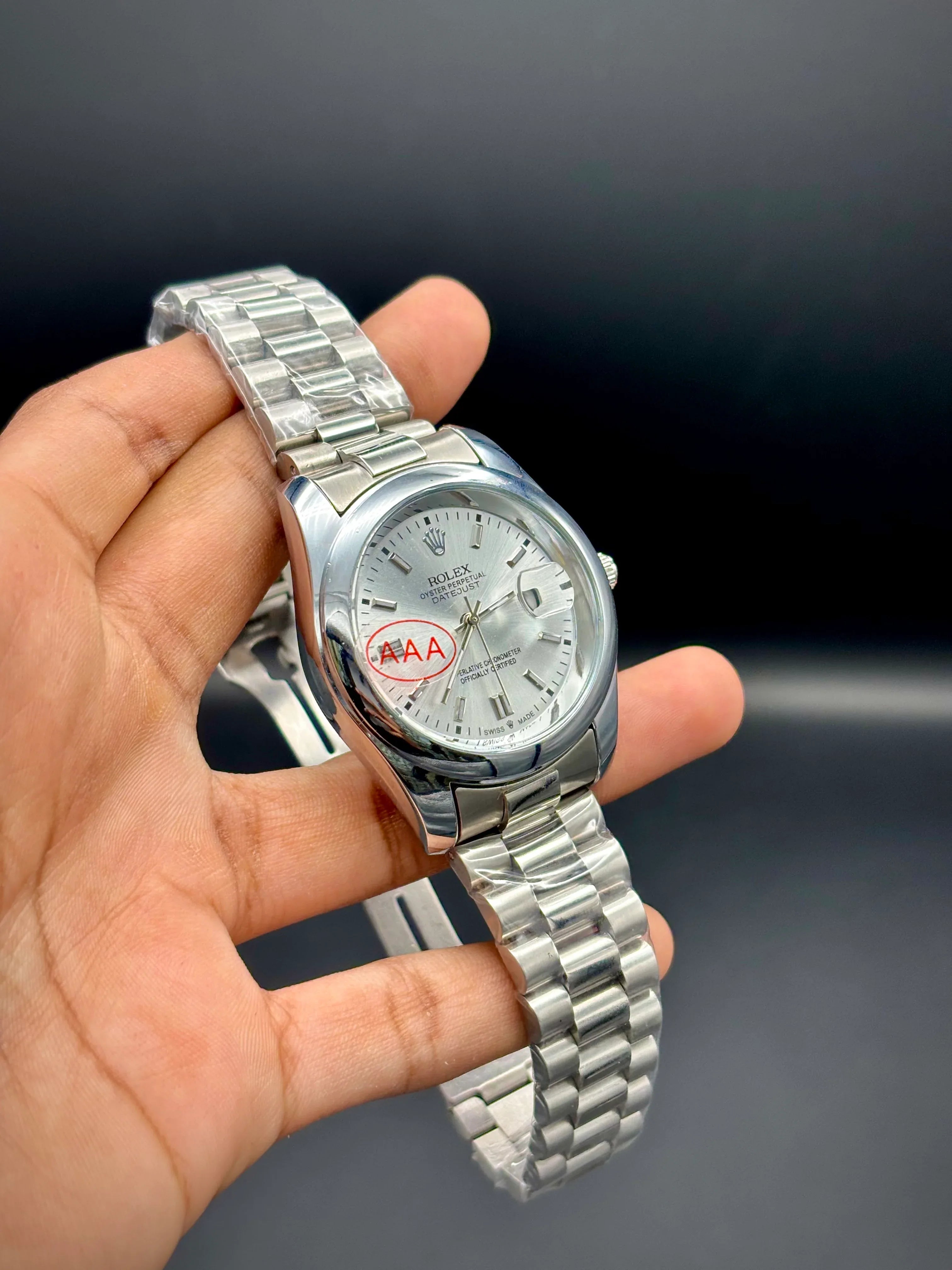 White Dial Datejust Style Watch – Polished Silver Bracelet (41 mm) - elapse