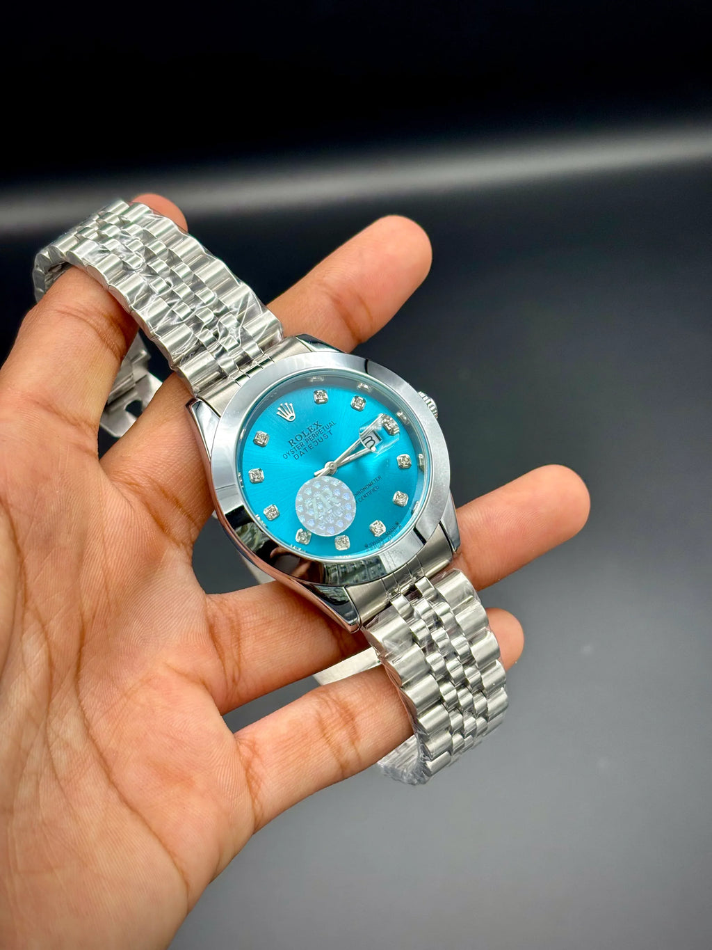 Turquoise Diamond-Marker Watch – Silver Jubilee Bracelet (41 mm) - elapse