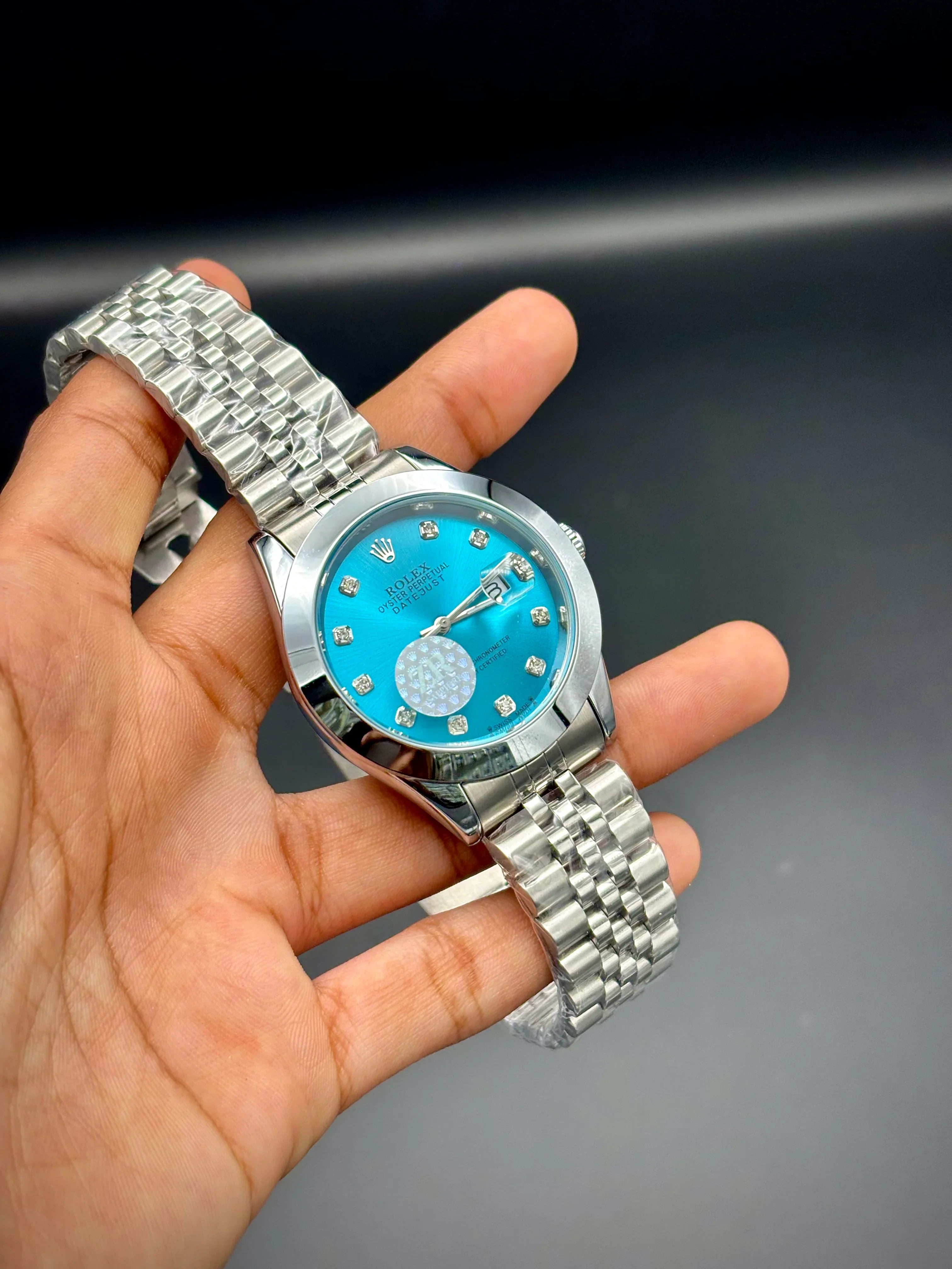 Turquoise Diamond-Marker Watch – Silver Jubilee Bracelet (41 mm) - elapse
