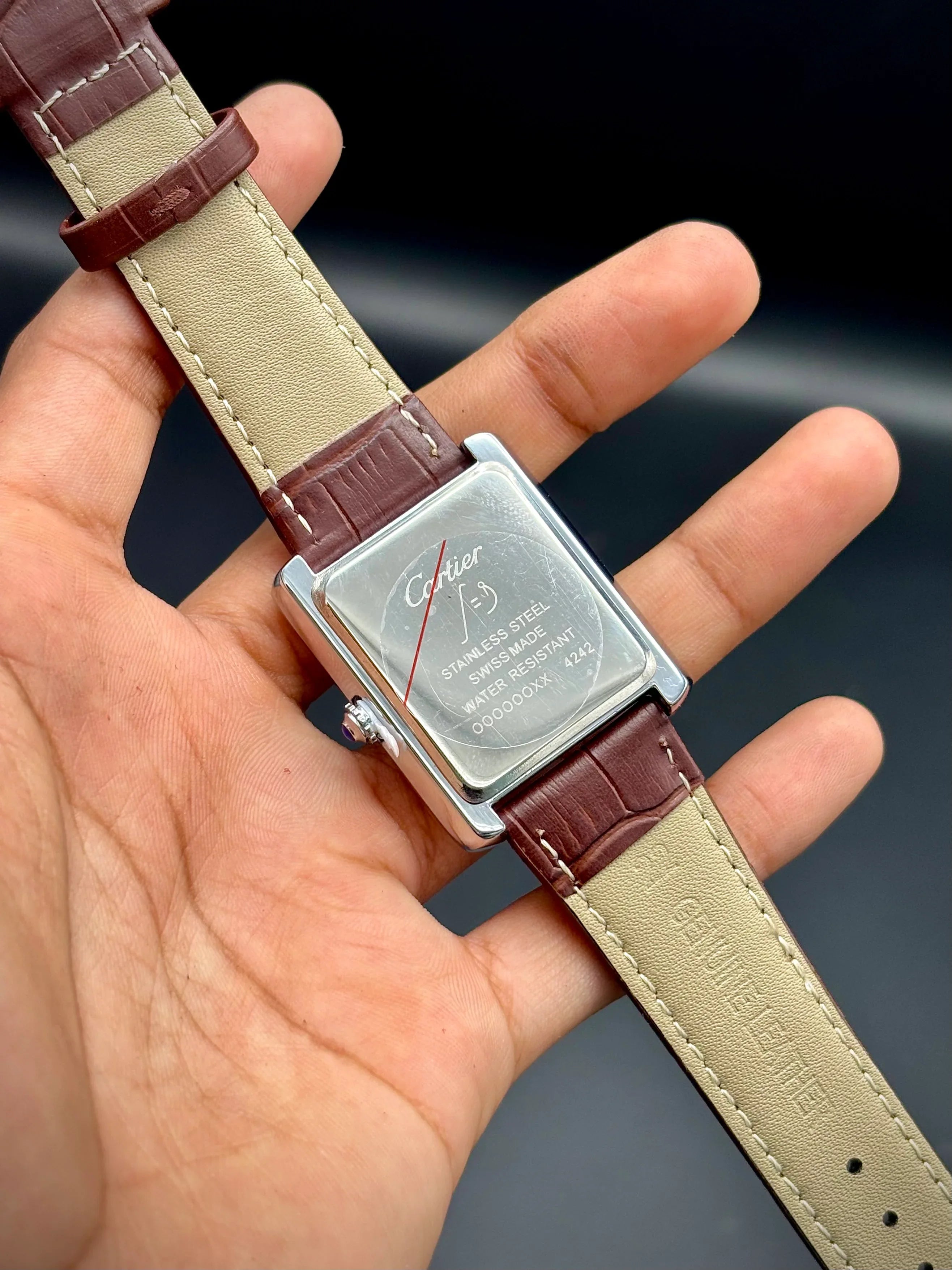 Cartier Tank – White Dial with Brown Leather Strap - elapse