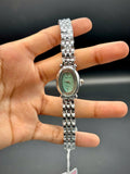 Bubble Time Luxe Silver Oval Watch – Mint Dial & Rhinestone Detail - elapse