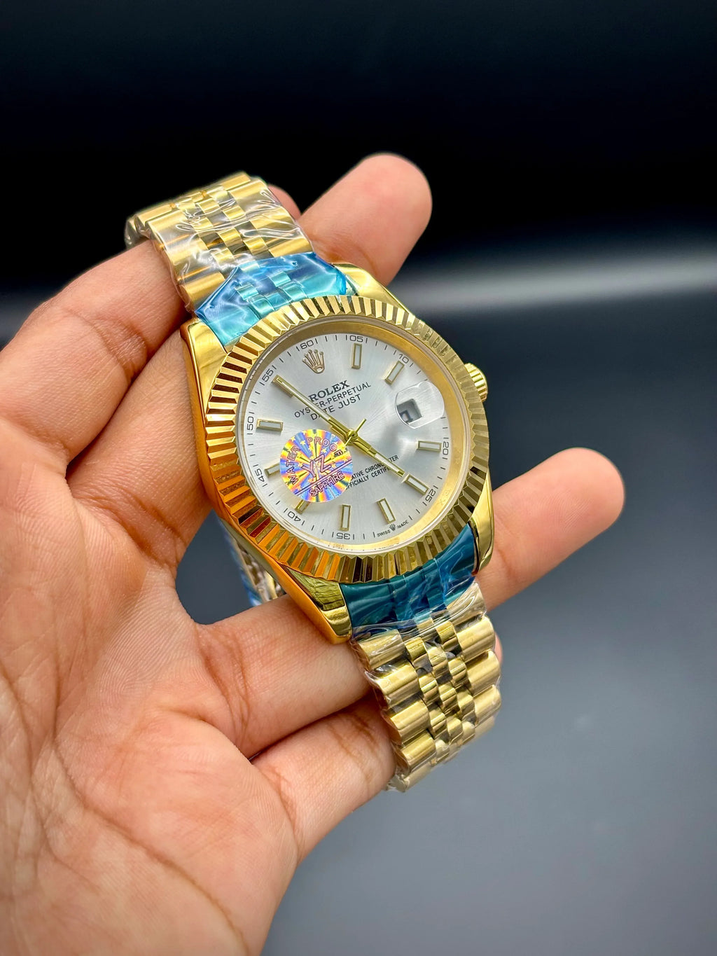 Master Grade YZ Day-Date – Rolex-Inspired Gold Watch (White Dial) - elapse