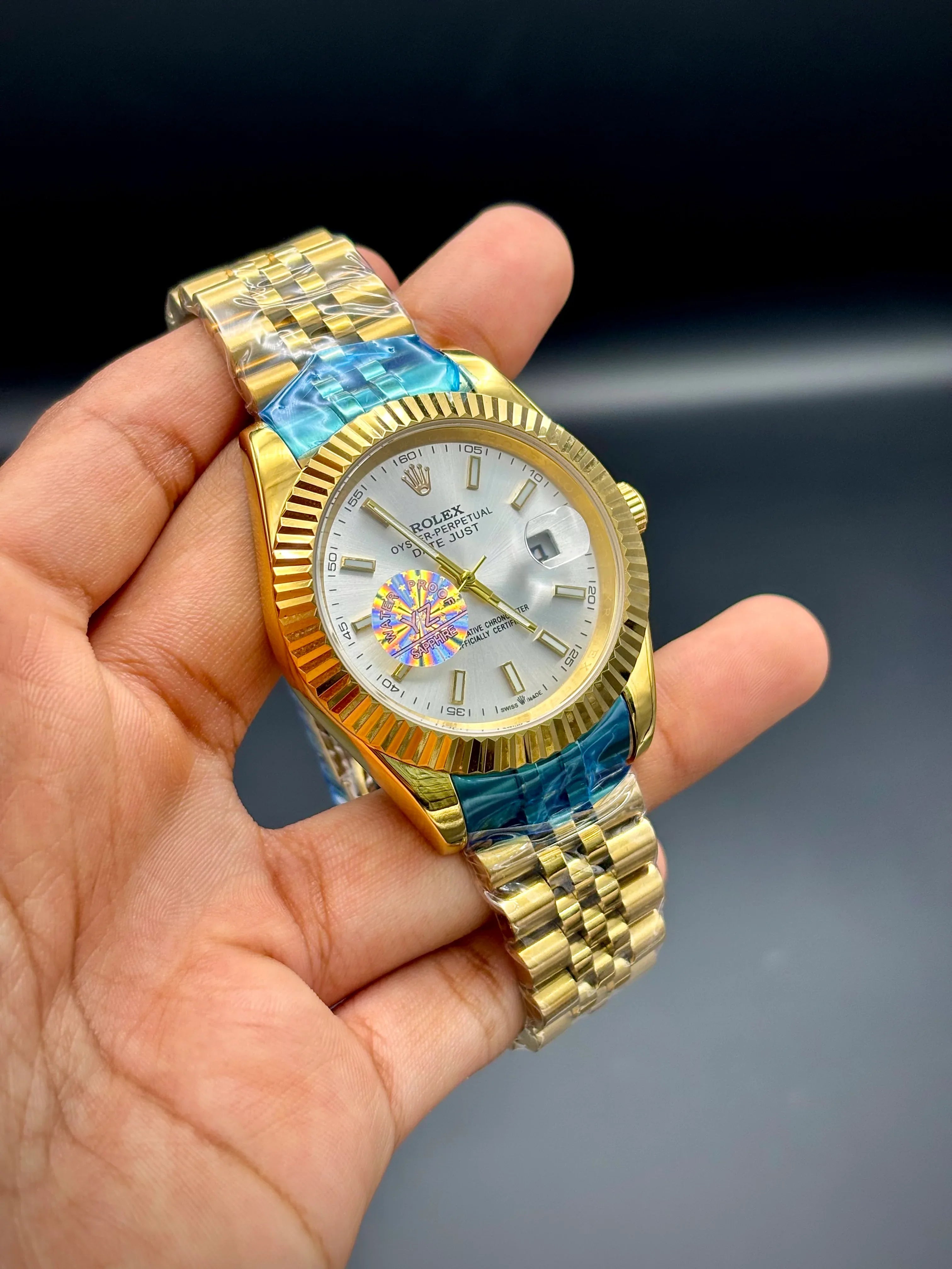 Master Grade YZ Day-Date – Rolex-Inspired Gold Watch (White Dial) - elapse