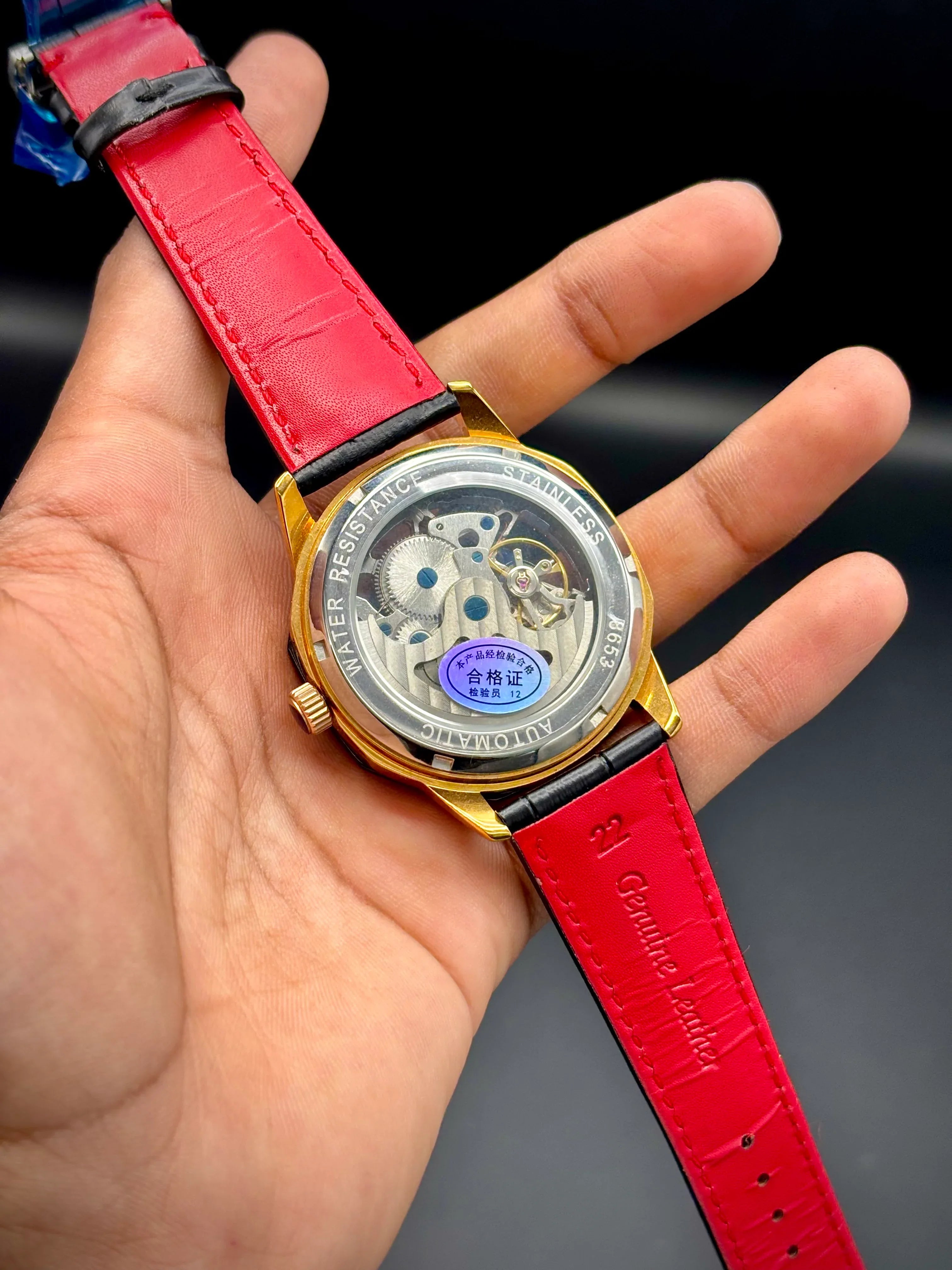 Haiqin Open Machinery-Black Leather Strap - Fully Automatic - elapse