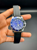 Blue Dial "Batman" Bezel Watch – Sporty Black Rubber Strap (42 mm) - elapse