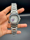 Patek Philippe Nautilus Stainless Steel – White Embossed Dial with Date - elapse