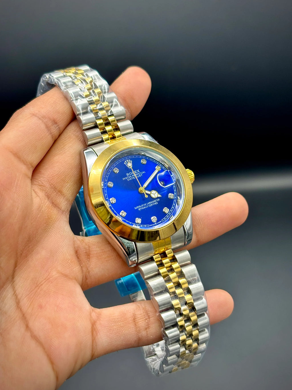 Blue Dial Datejust Style Watch – Two-Tone Bracelet (41 mm) - elapse