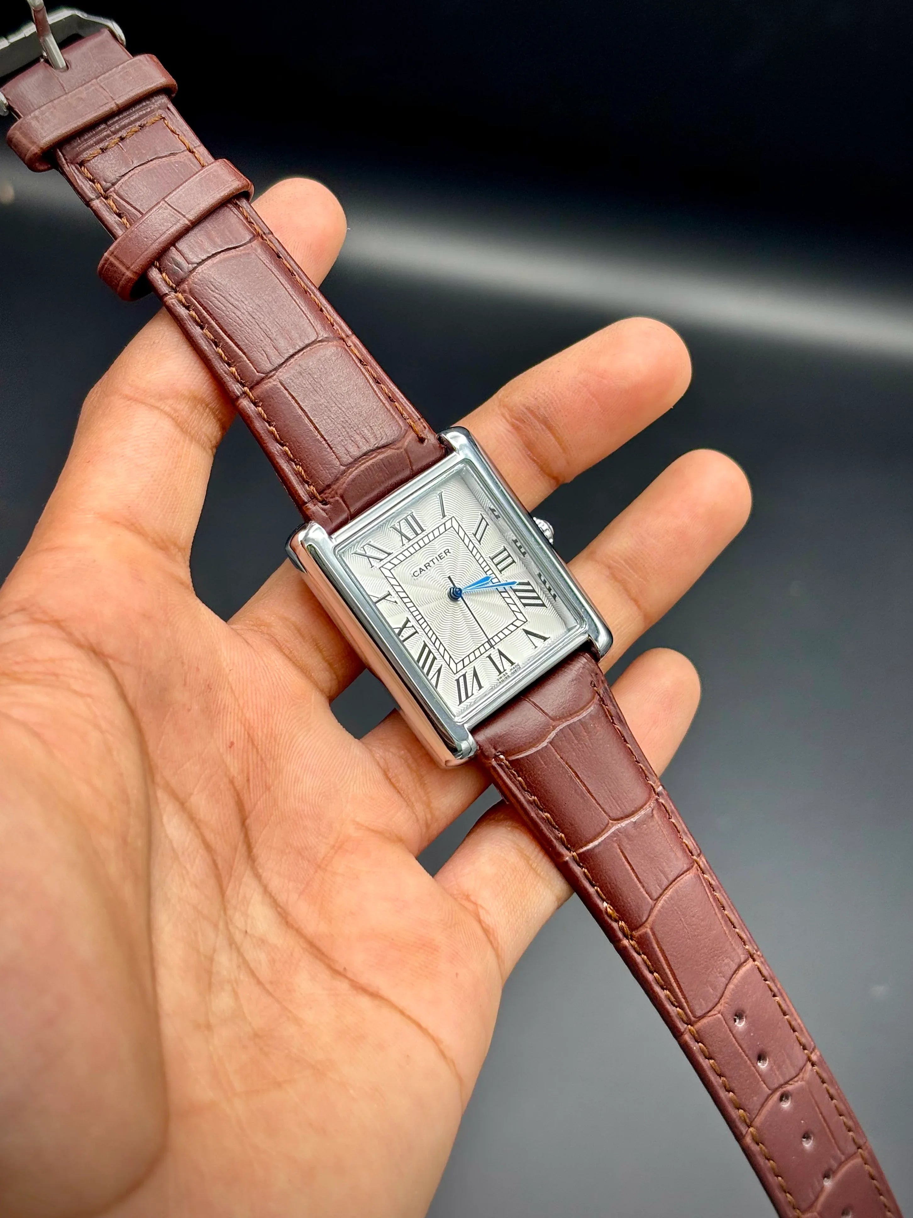 Cartier Tank – White Dial with Brown Leather Strap - elapse