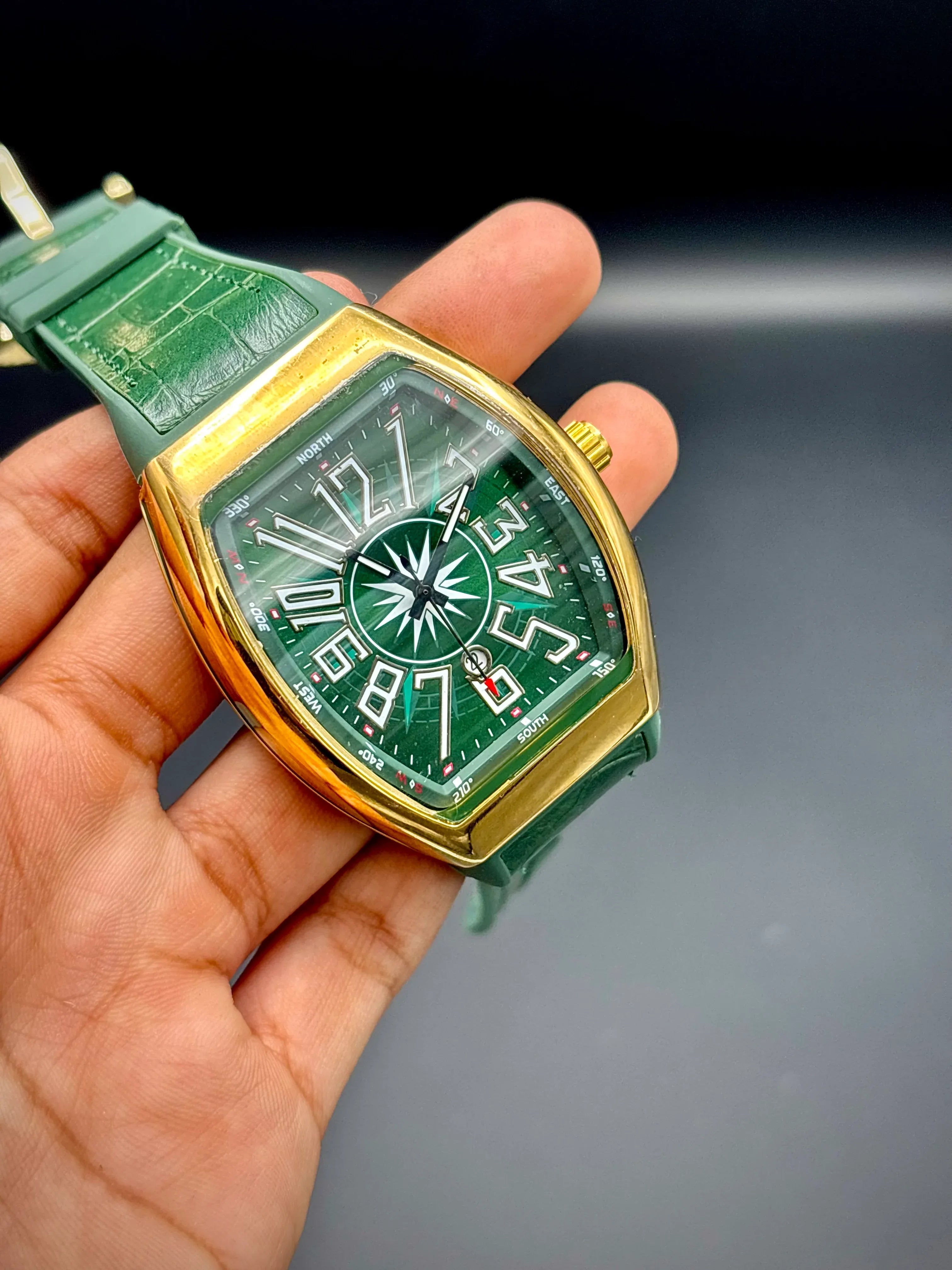 Franck Muller – Green Dial with Gold Case & Green Leather Strap - elapse