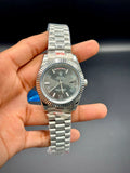 Master Grade YZ Day-Date – Rolex-Inspired Silver Luxury Watch (Grey Dial) - elapse