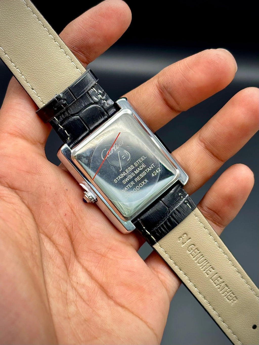Cartier Tank – White Dial with Black Leather Strap - elapse