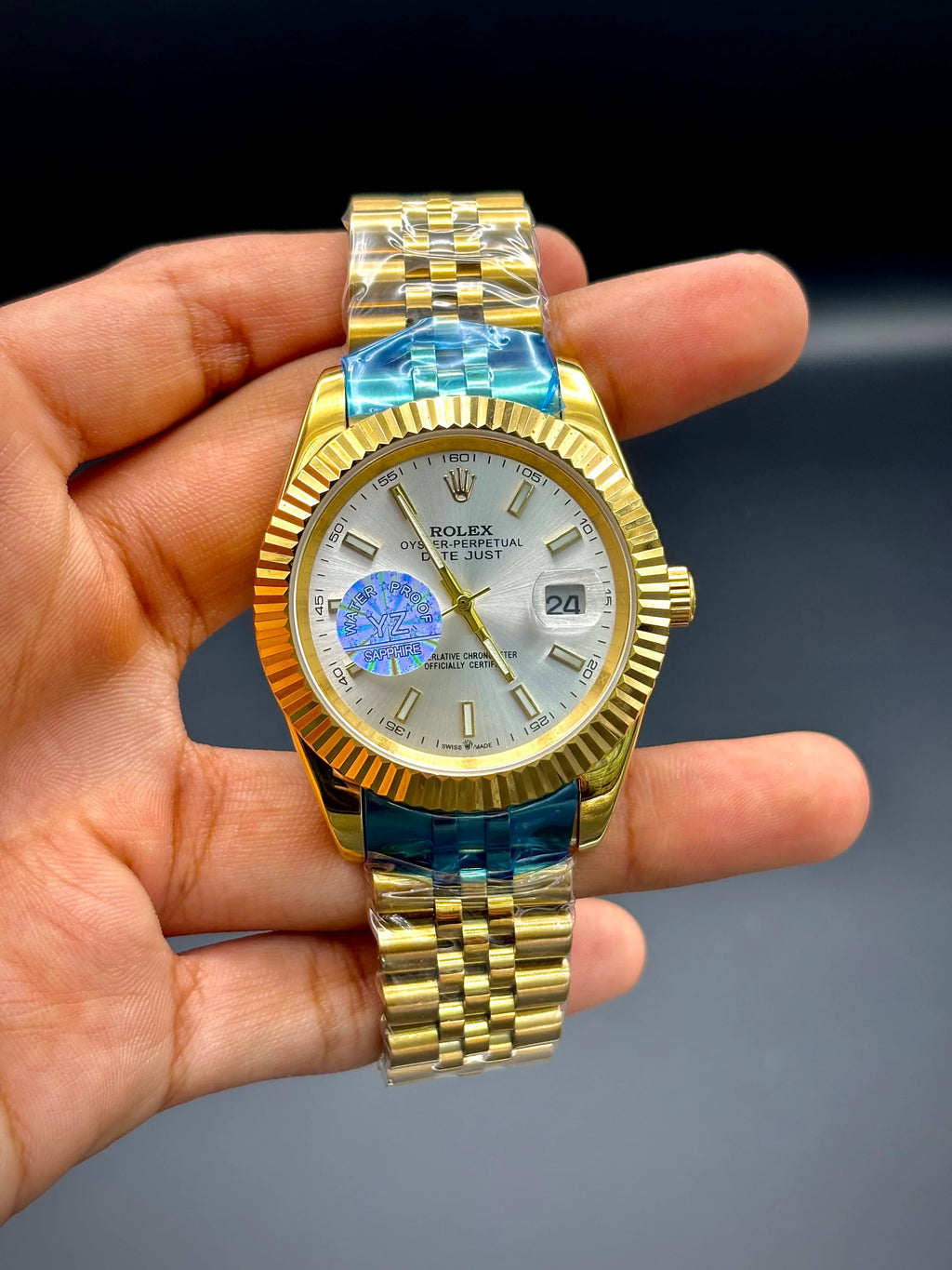 Master Grade YZ Day-Date – Rolex-Inspired Gold Watch (White Dial) - elapse
