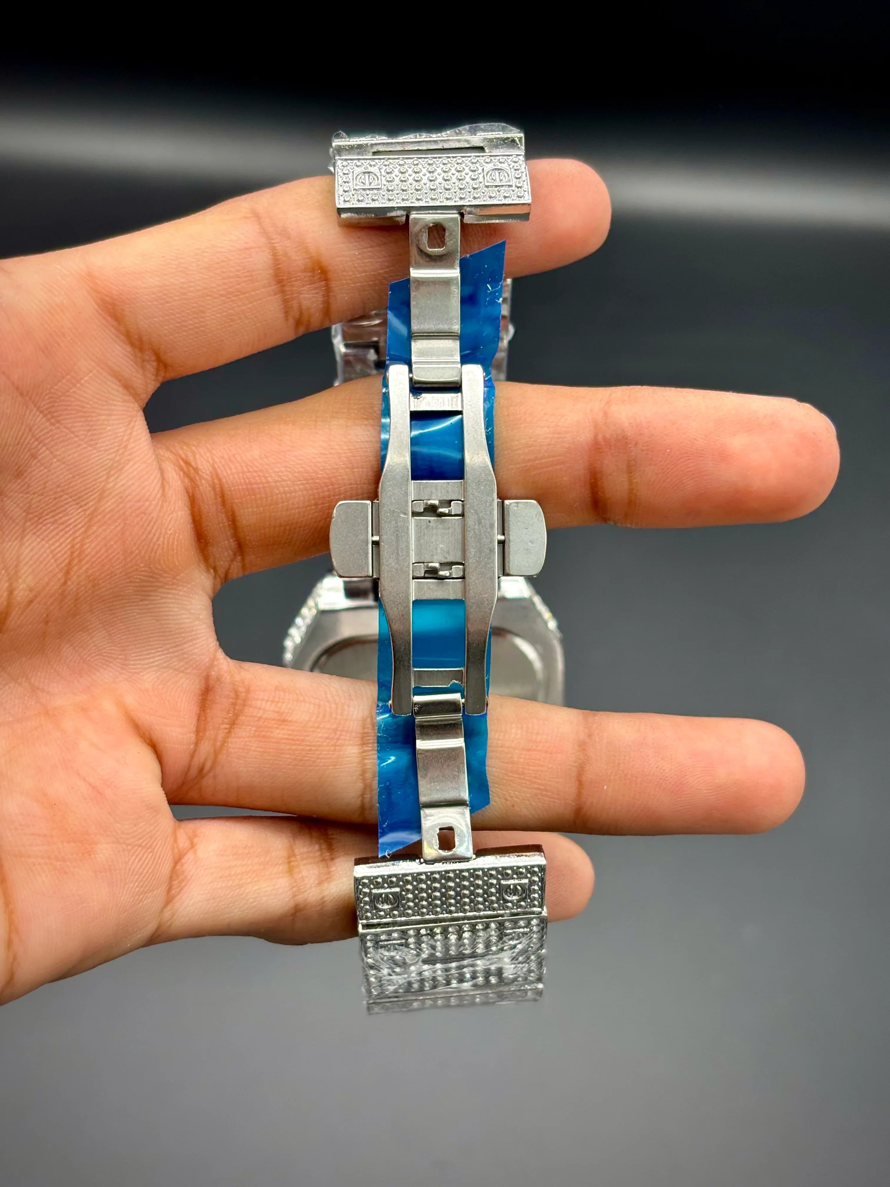 Iced Santos Cartier-Inspired Luxury Watch – Moissanite Diamond Style (Silver) - elapse