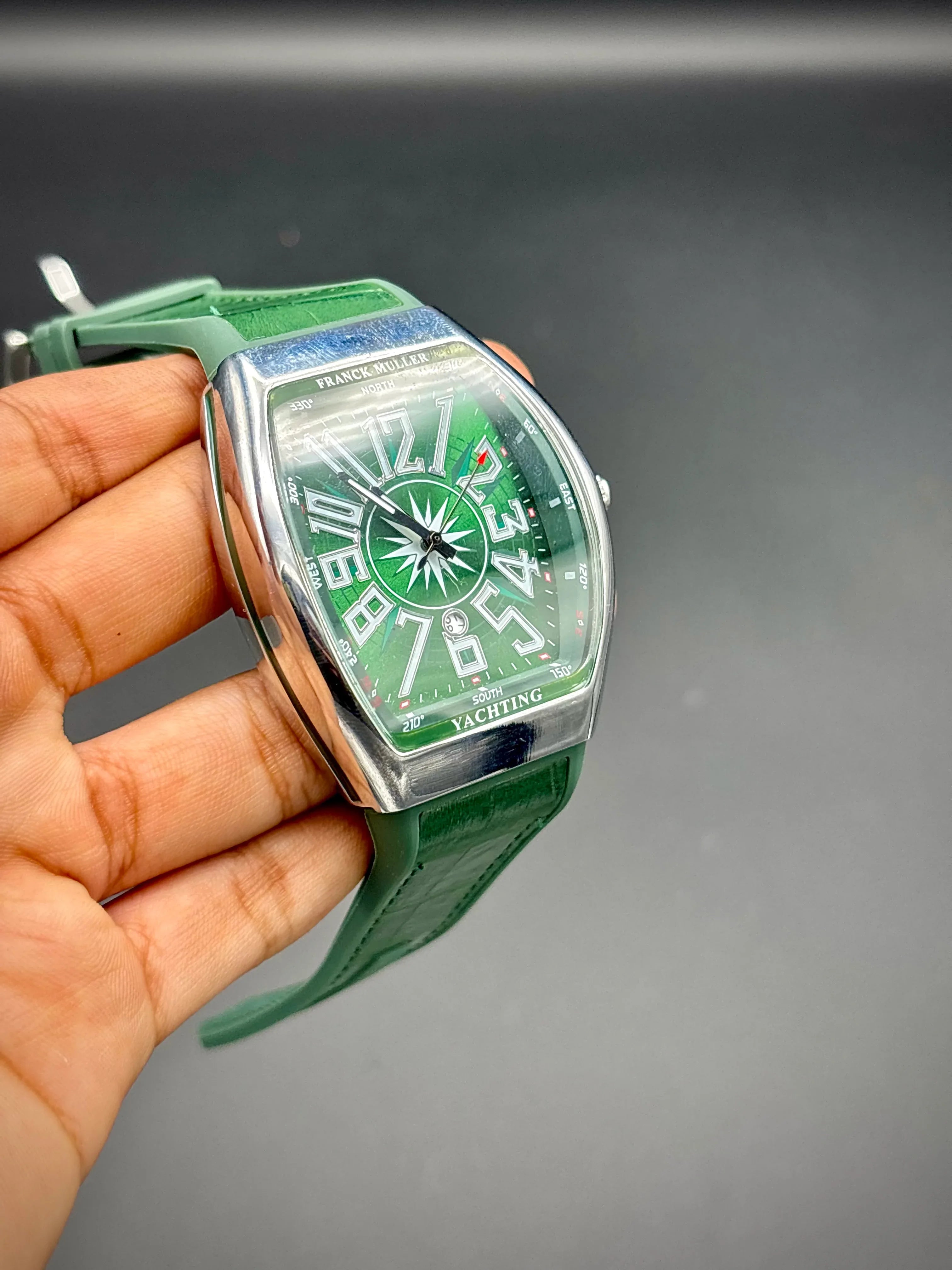 Franck Muller – Green Dial with Silver Case & Green Leather Strap - elapse