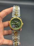 Green Dial Land-Dweller Inspired | Semi Automatic Machinery |Gold & Silver Two-Tone Chain | Honeycomb Texture | Date Display