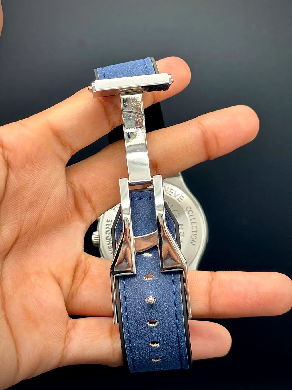 Hublot – Blue Dial with Silver Case & Blue Leather Strap - elapse