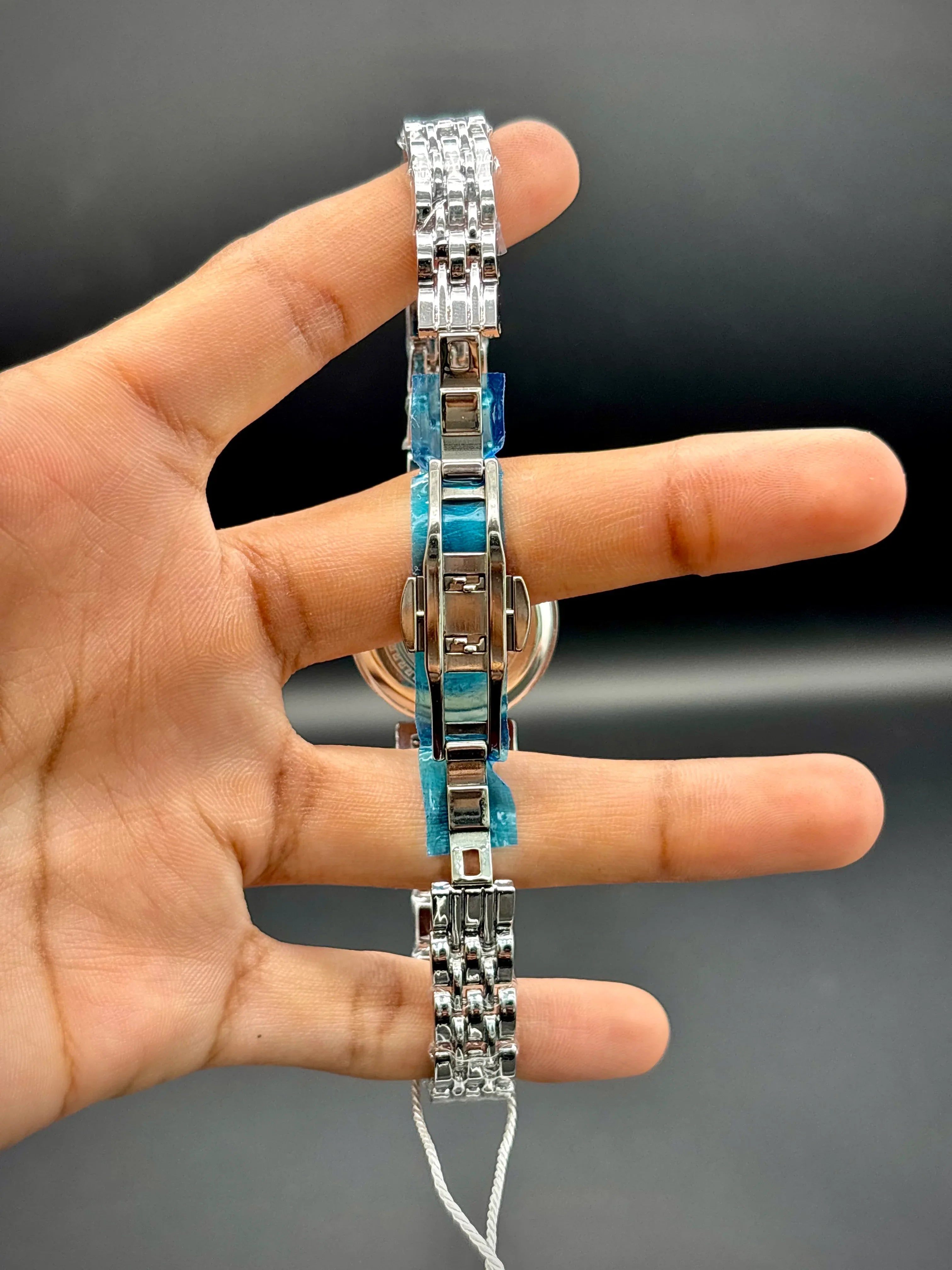Bubble Time Luxe Silver Wristwatch – Sunray Mint Dial with Crystal Accents - elapse