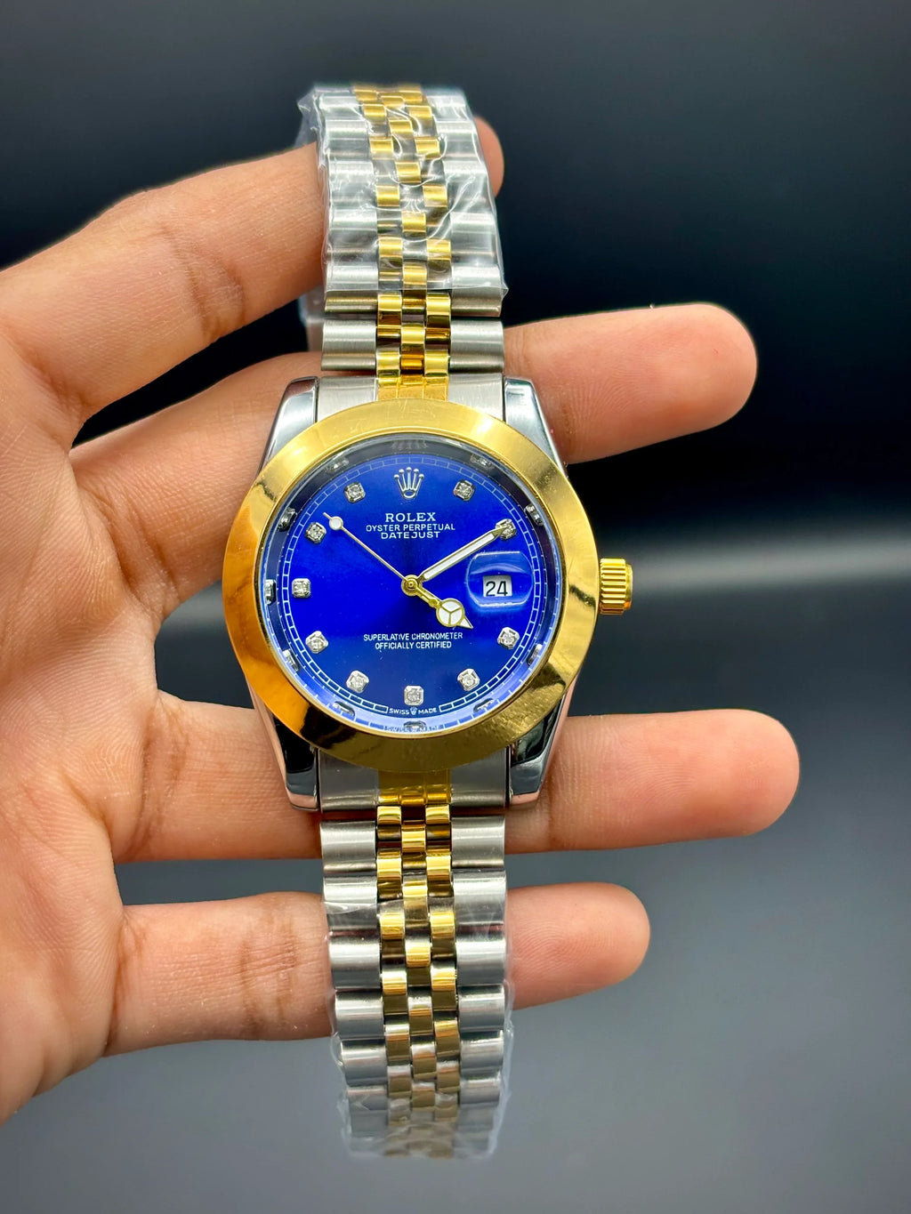 Blue Dial Datejust Style Watch – Two-Tone Bracelet (41 mm) - elapse