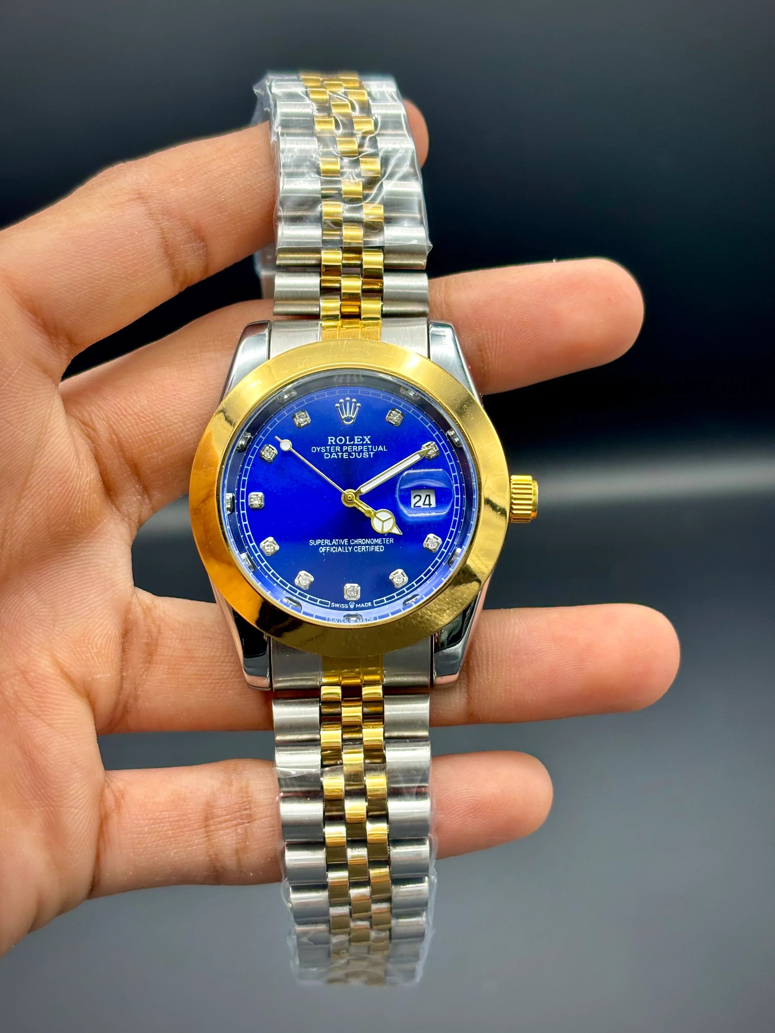 Blue Dial Datejust Style Watch – Two-Tone Bracelet (41 mm) - elapse