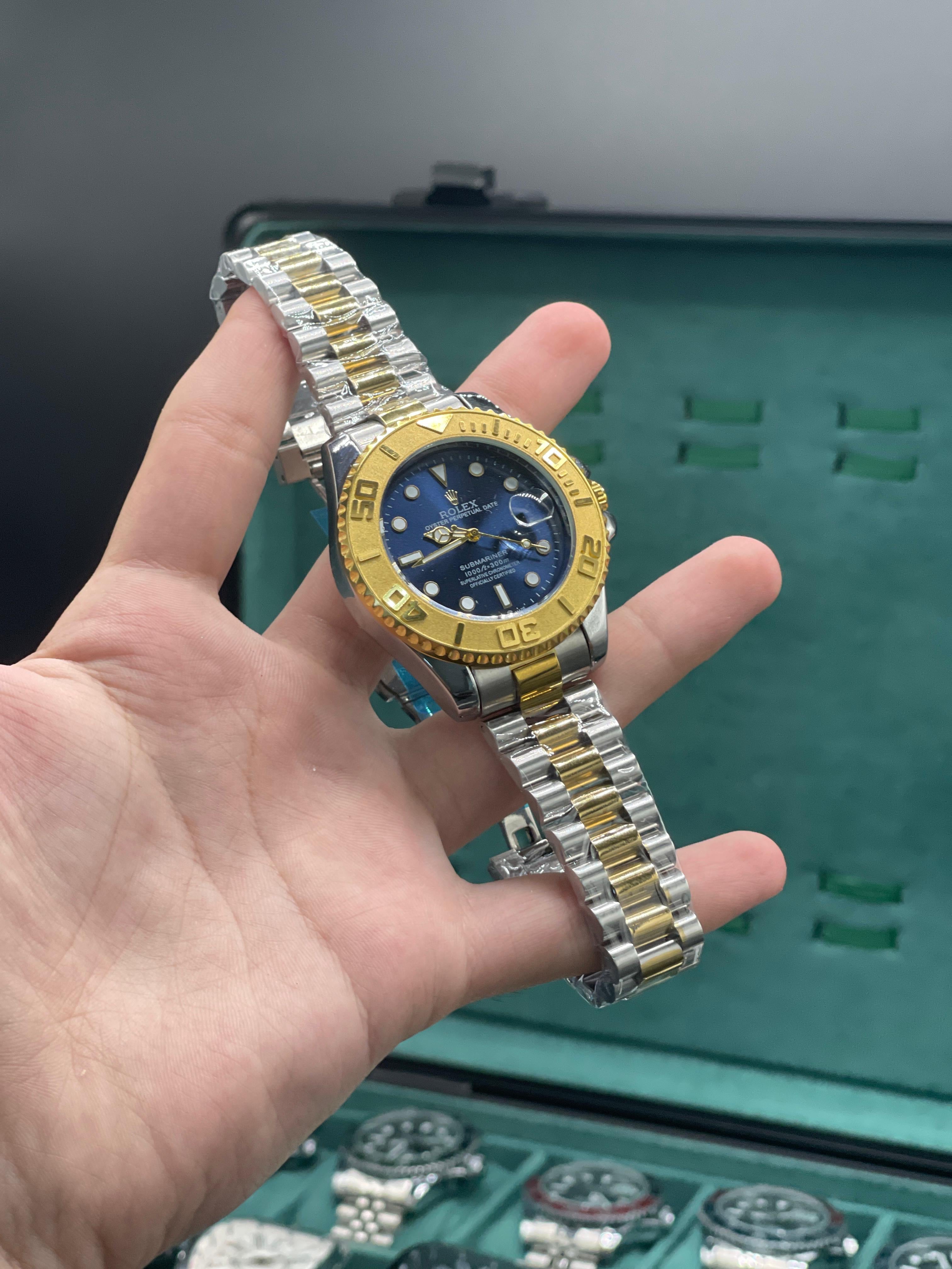 Submariner-Golden Bezel-Blue Dial-Two Tone Chain