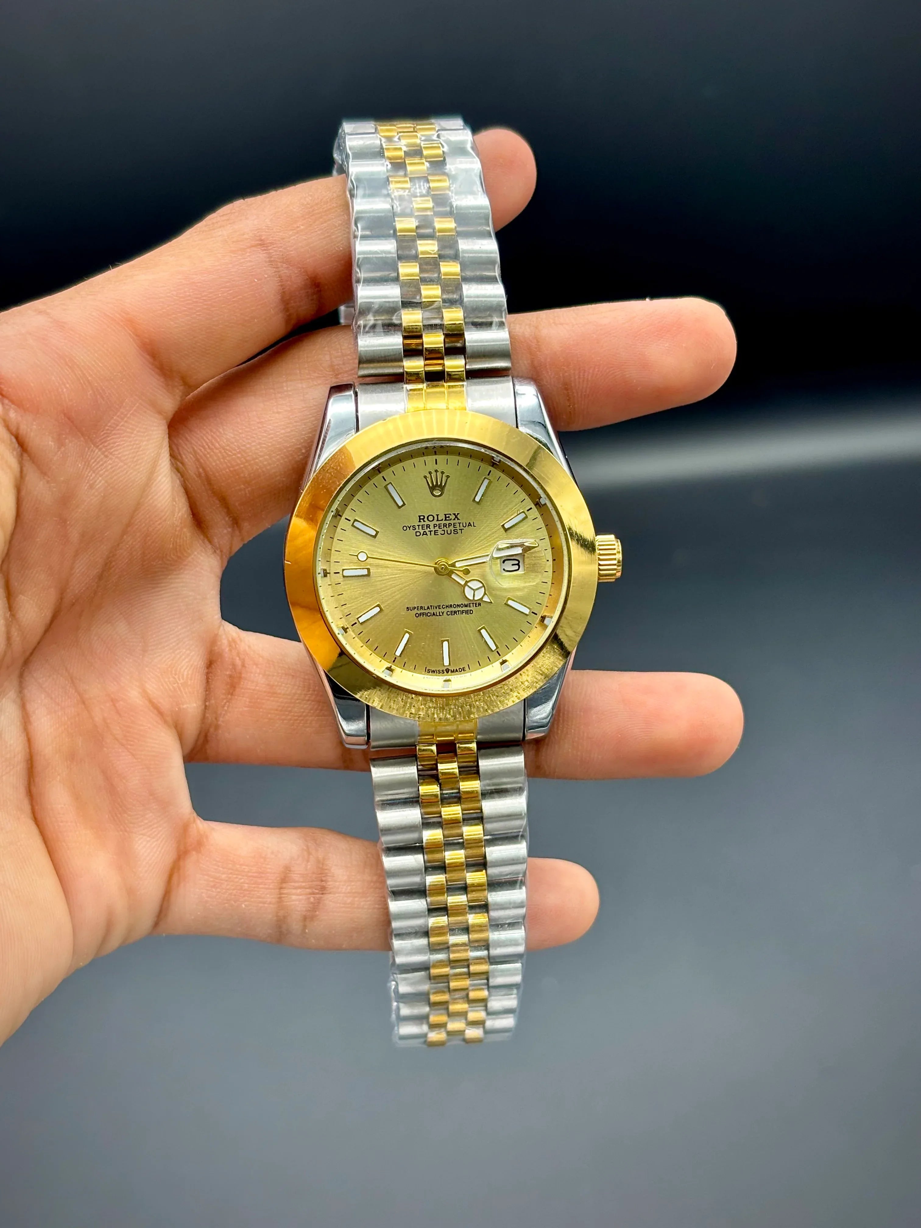 Yellow Dial Datejust Style Watch – Stainless Steel Bracelet (41 mm) - elapse