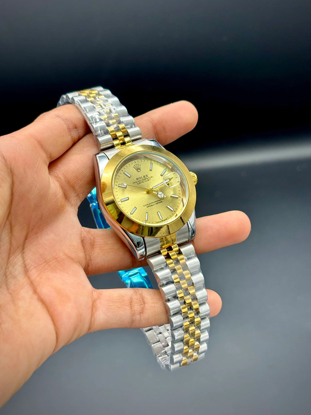 Yellow Dial Datejust Style Watch – Stainless Steel Bracelet (41 mm) - elapse