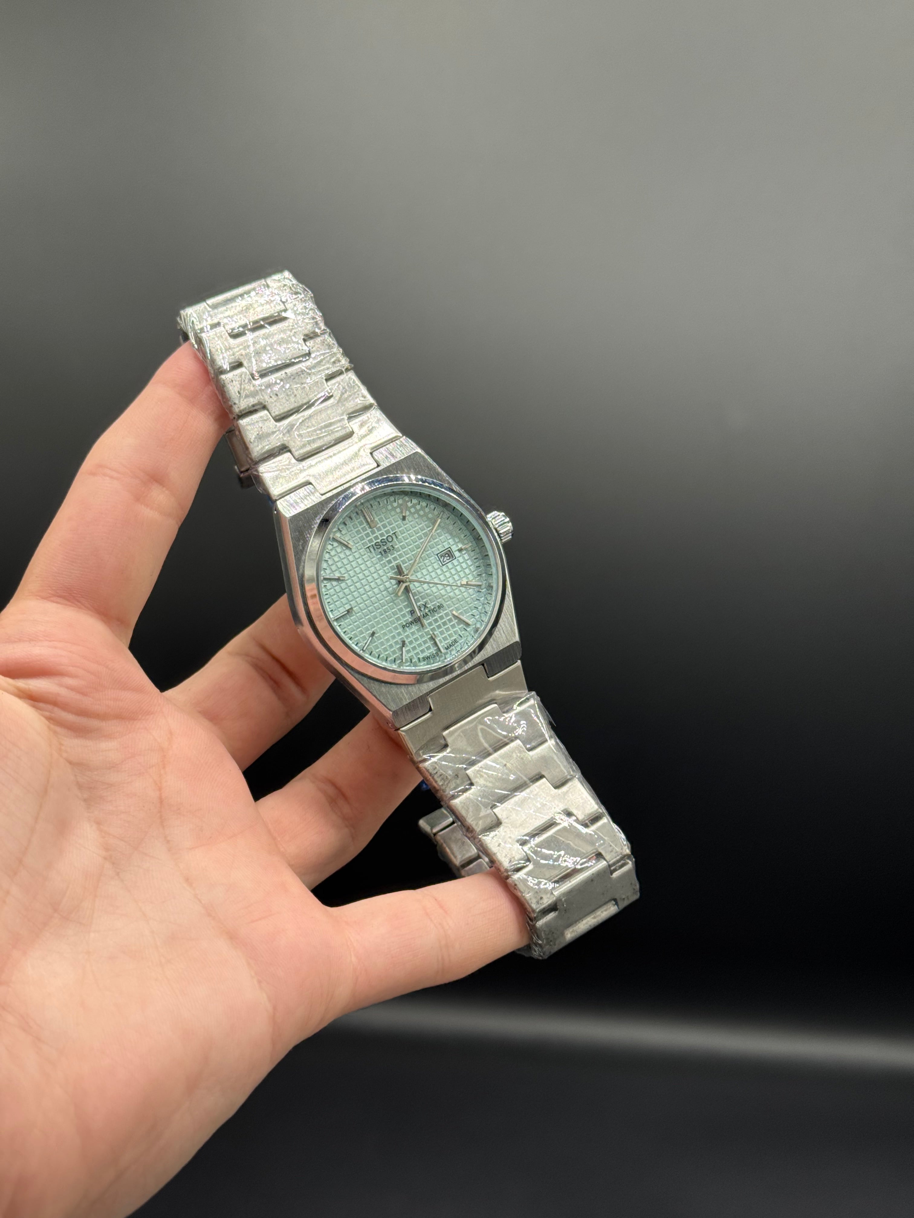 Tiffany Blue Dial Semi-Automatic Style | Silver Stainless Steel Bracelet | Transparent Back | Visible Movement | Clean Luxury Design