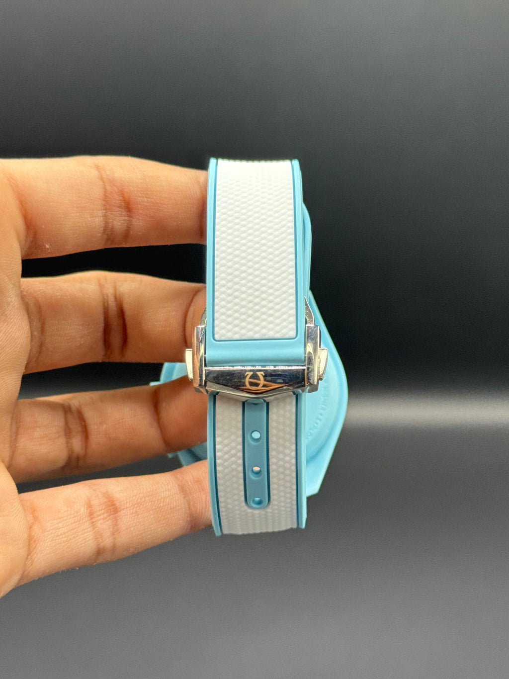 Ice Blue Dial Chronograph Style | Quartz Movement | White Silicone Strap | Lightweight Comfort | Bold Sport-Luxury Design