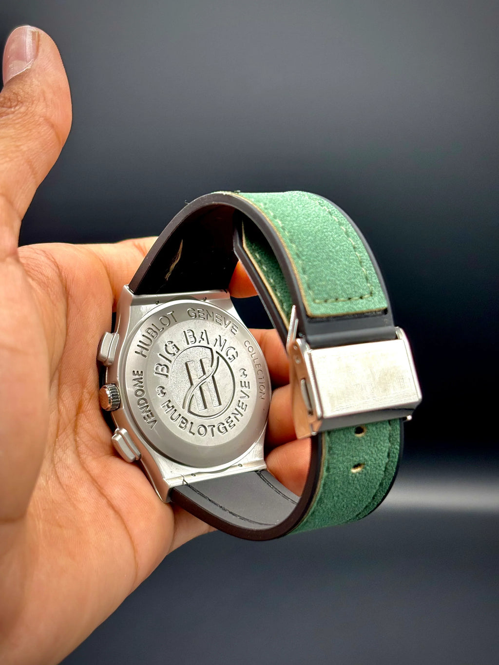 Hublot – Green Dial with Silver Case & Green Leather Strap - elapse