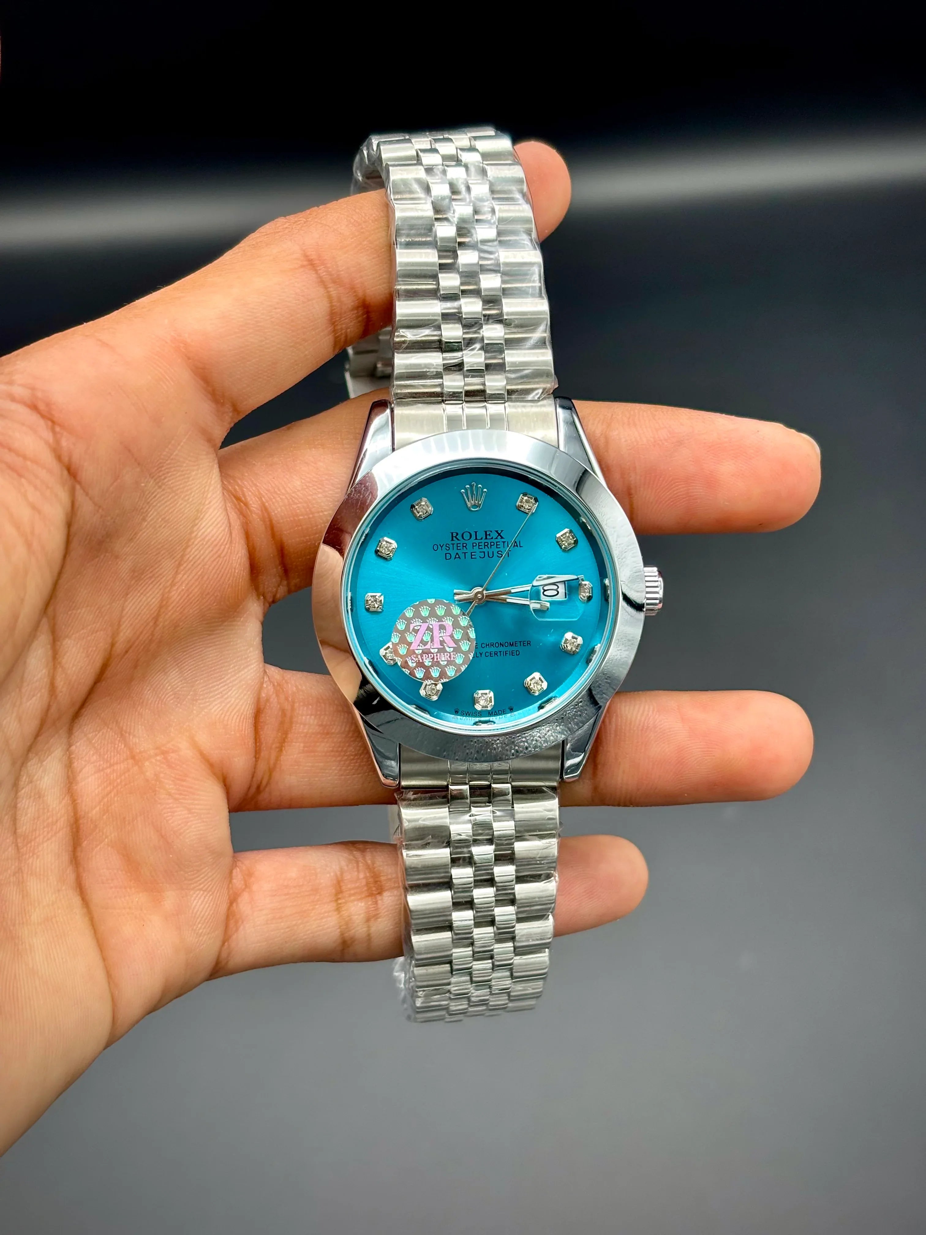 Turquoise Diamond-Marker Watch – Silver Jubilee Bracelet (41 mm) - elapse