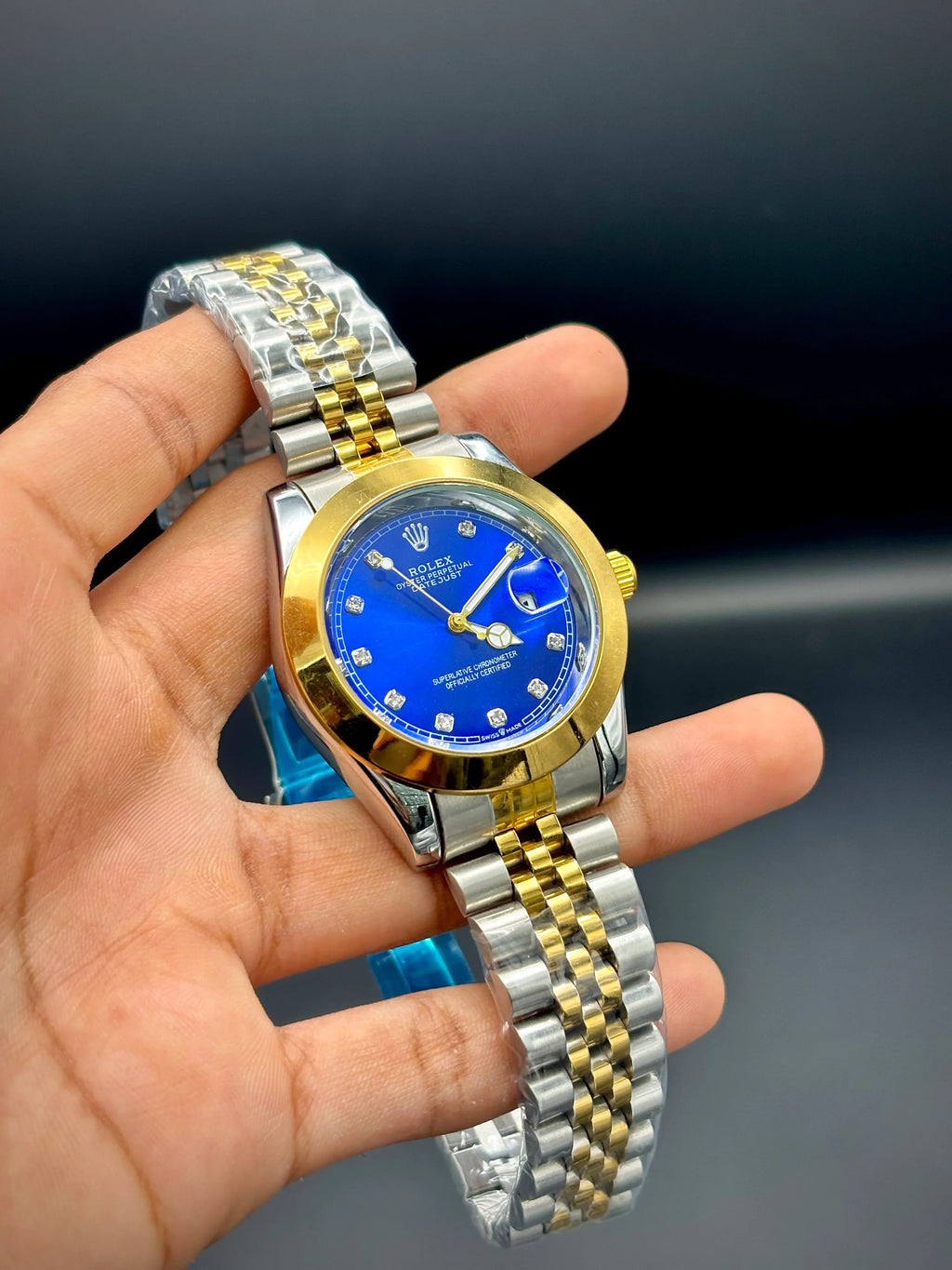 Blue Dial Datejust Style Watch – Two-Tone Bracelet (41 mm) - elapse
