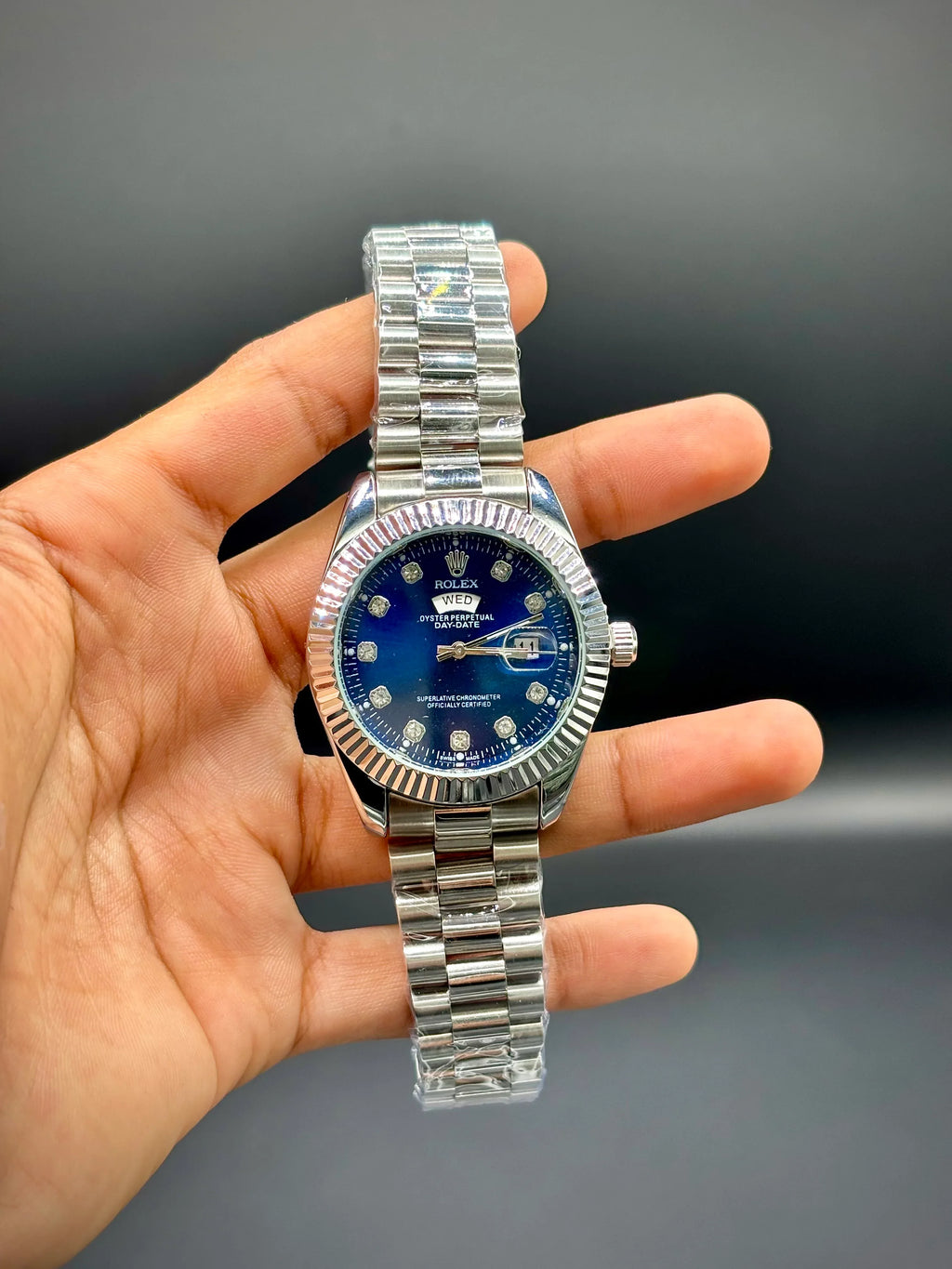 Blue Dial Silver Chain Watch – Datejust 41 - elapse