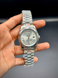 Master Grade YZ Day-Date – Rolex-Inspired Silver Watch (White Dial) - elapse