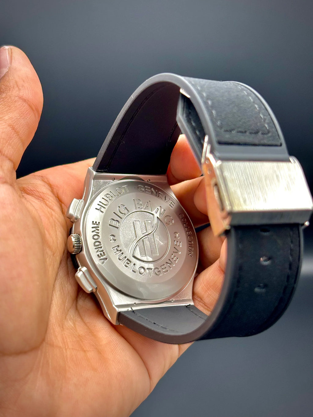 Hublot – Black Dial with Silver Case & Black Strap - elapse