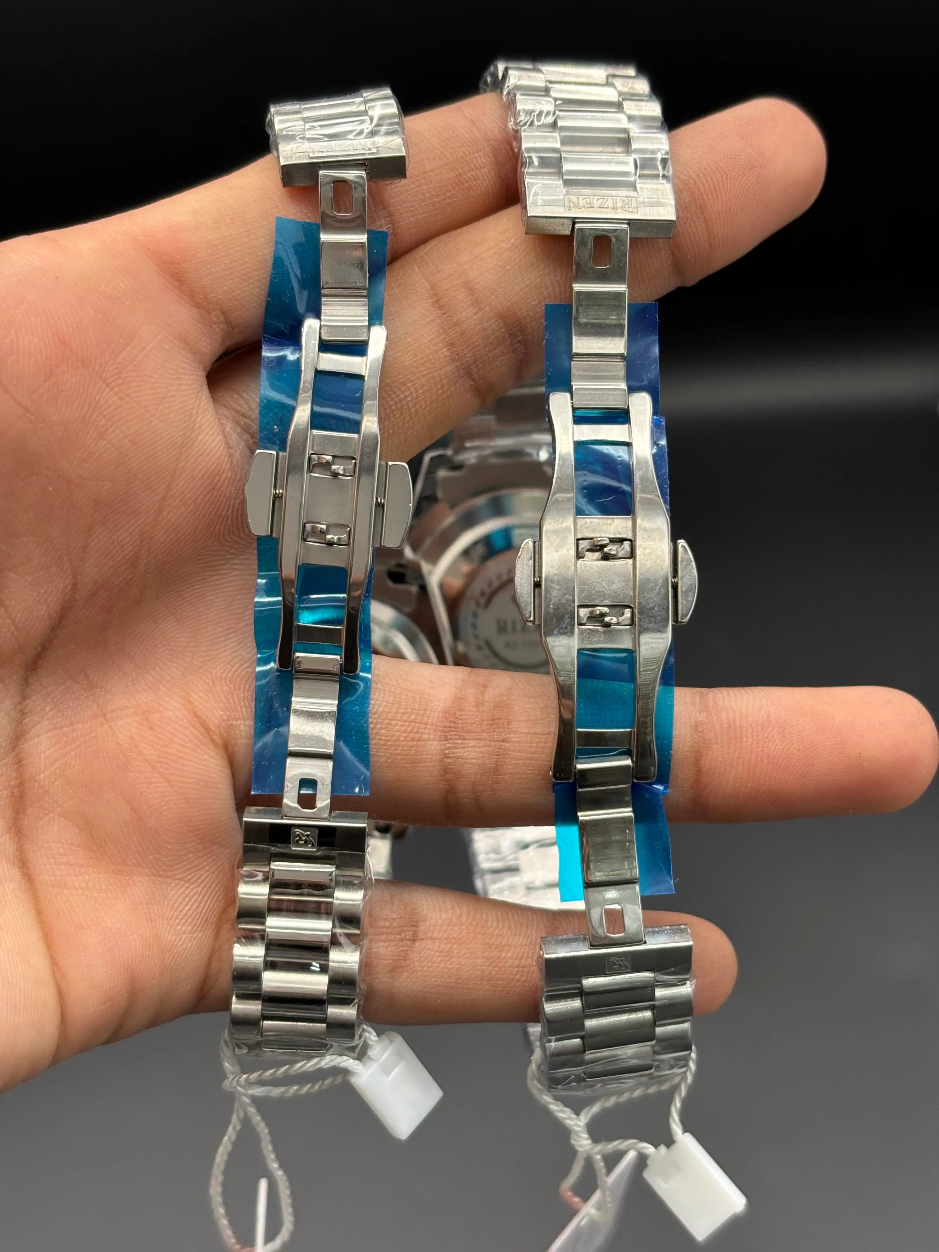 RIZEN Classic Silver Datejust Couple Watch Set – White Diamond Dial | Sapphire Glass - elapse